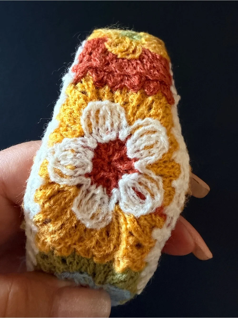 Bohemian knit headband, floral patchwork, multi color. NEW